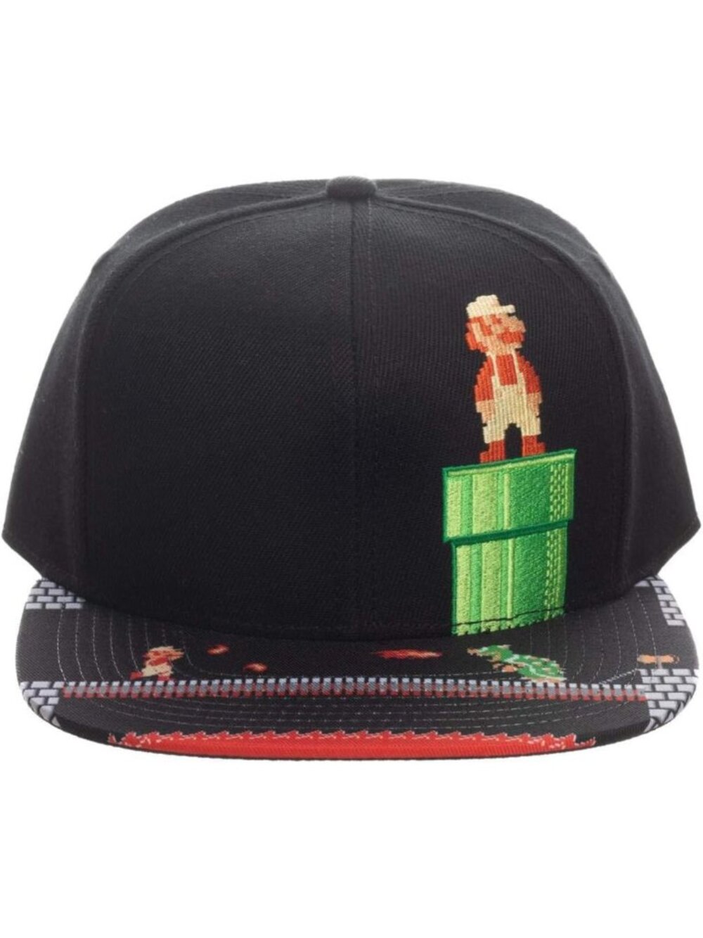 8-Bit Super Mario Snapback Hat for Men | Retro Video Game Cap | Adjustable Black